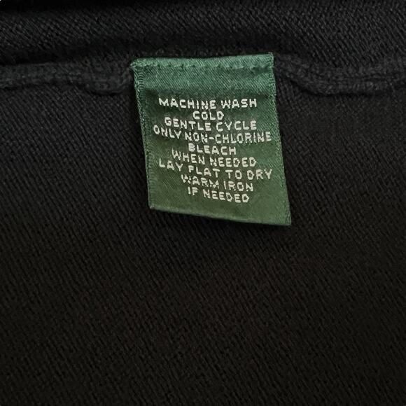 Lauren Ralph Lauren Knit Top Women Large Black Split Neck Contrast Trim Pull On - Picture 5 of 6